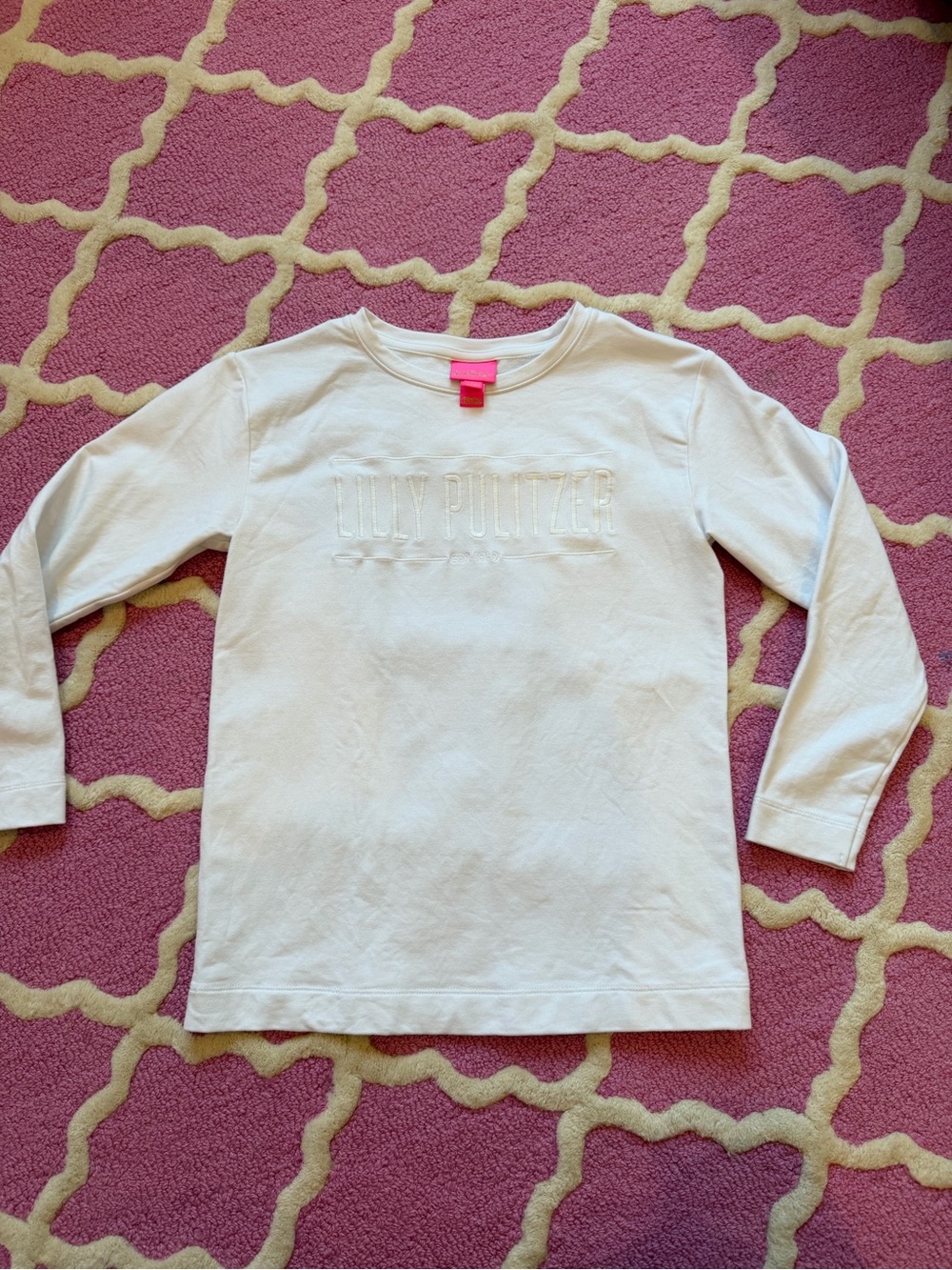 Lilly Pulitzer Cream Long-Sleeve Embroidered Logo Tee